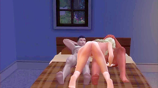 Sims virgin invites two classmates over for video games and threesome sex