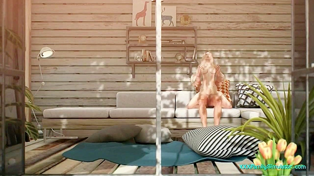 3D animated stepsister with hot body rides on stiff cock