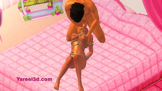 3D Bondage Game Preview - Short haired girl is tied up and rough fucked