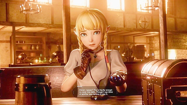 3D tavern elf girl creampied in tight petite pussy