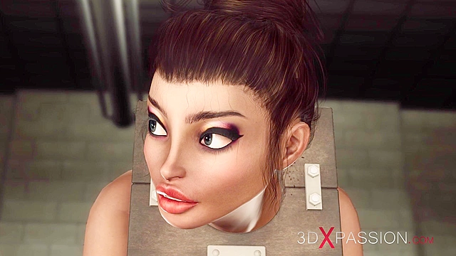 Rough sex in prison. A horny busty hottie gets fucked by a masked man