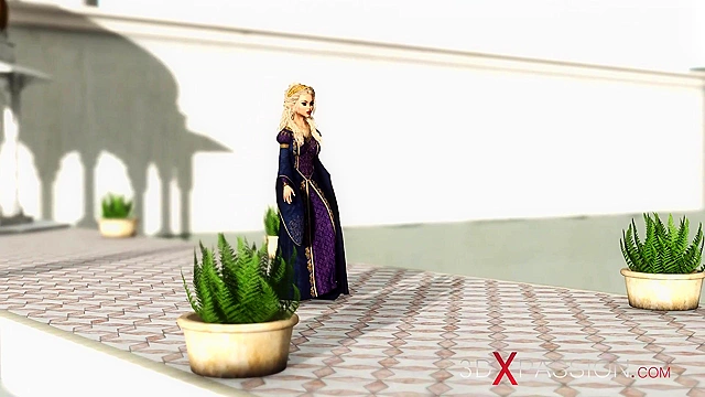 Super hot 3d dickgirl face fucks a sexy princess in the medieval castle