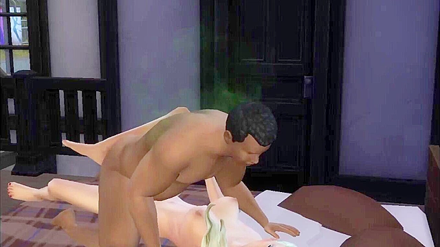 Sims 3D Porn - Teenage blonde virgin finds a stinky burglar at home who face fucks her