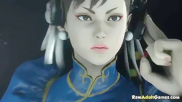 3D street fighter Chun Li loses a match and then gets strapon fucked