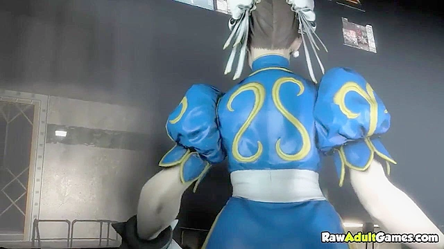 3D street fighter Chun Li loses a match and then gets strapon fucked