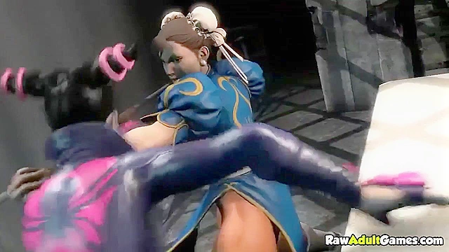 3D street fighter Chun Li loses a match and then gets strapon fucked