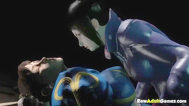 3D street fighter Chun Li loses a match and then gets strapon fucked