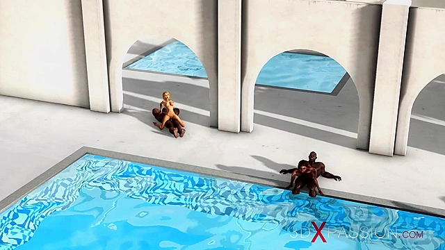 Sexy 3d porn girls get fucked by huge black cocks outdoor in a luxury villa