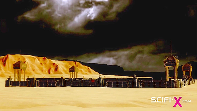 Sci-fi BDSM in the bunker with sexy young blonde with 6 tits