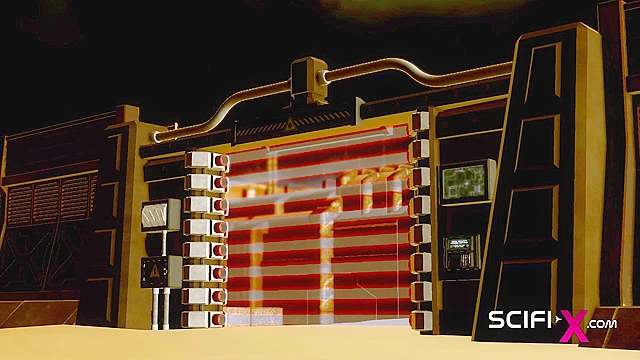 Sci-fi BDSM in the bunker with sexy young blonde with 6 tits