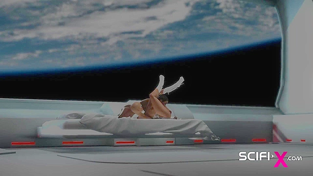 Female sex android futa fucks a sexy ebony in the space station