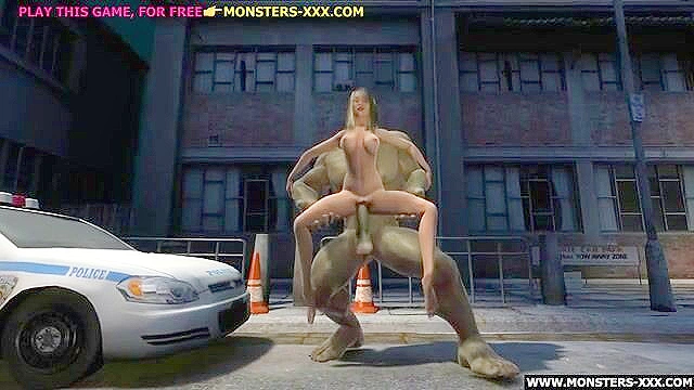 Blonde takes the Hulk monster cock in tight pussy