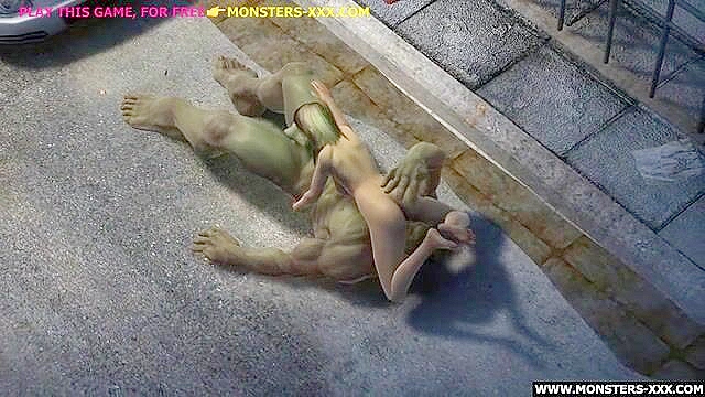 Blonde takes the Hulk monster cock in tight pussy