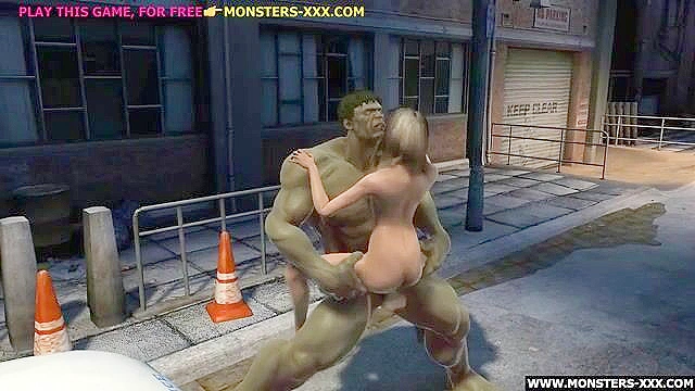 Blonde takes the Hulk monster cock in tight pussy