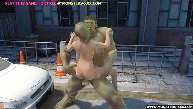 Blonde takes the Hulk monster cock in tight pussy