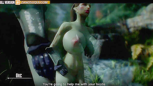 Orc Futa slams the cunt of huge titty 3d fantasy girl