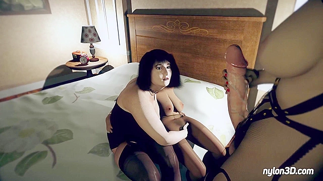 Futanari boss punishes bad female employees with a big dick