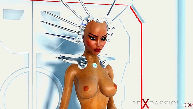 3D futa porn - Super sexy android dickgirl fucks a hot ebony on a spaceship