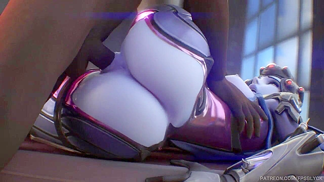 Widowmaker shakes her nice ass and gets her face fucked