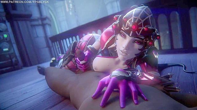 Widowmaker shakes her nice ass and gets her face fucked