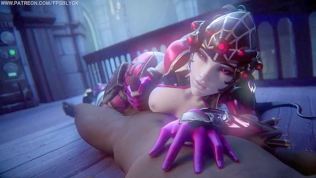 Widowmaker shakes her nice ass and gets her face fucked