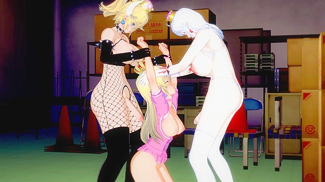 Futa Booette and Bowsette double fuck Princess Peach