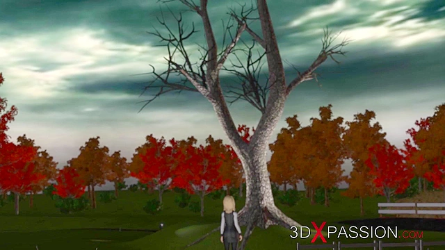 A sexy young blonde gets fucked hard by a fire demon in the dungeon