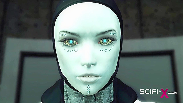 Robot shemale fuck fucks bondaged human slave