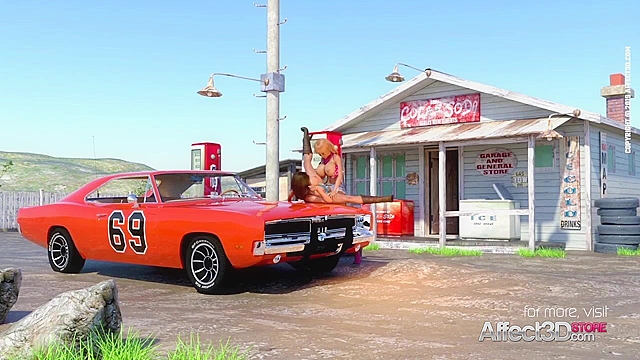 The Dicks of Hazzard - Daisy Duke gets fucked by futa cock on the hood of The General Lee