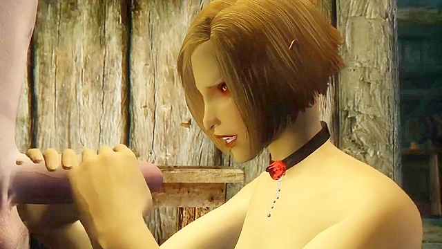 Hot elf babe takes you to a cabin, sucks your cock, and rides you