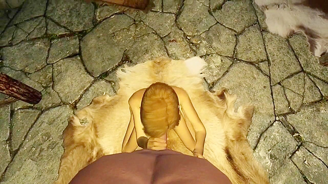 Hot elf babe takes you to a cabin, sucks your cock, and rides you