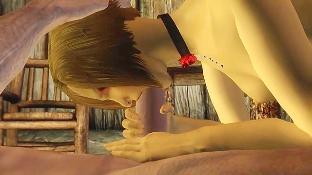 Hot elf babe takes you to a cabin, sucks your cock, and rides you