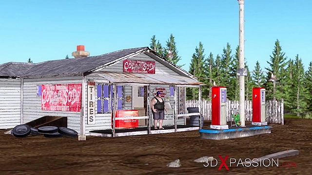 Fat man fucks hard a sexy blonde slave in 3D dungeon porn