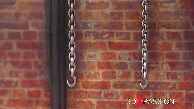 Fat man fucks hard a sexy blonde slave in 3D dungeon porn