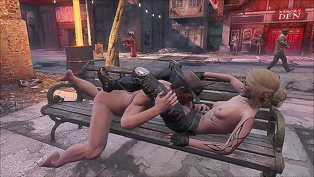 Petite Fallout 4 girl gets fucked on public park bench
