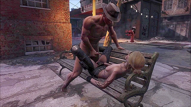 Petite Fallout 4 girl gets fucked on public park bench