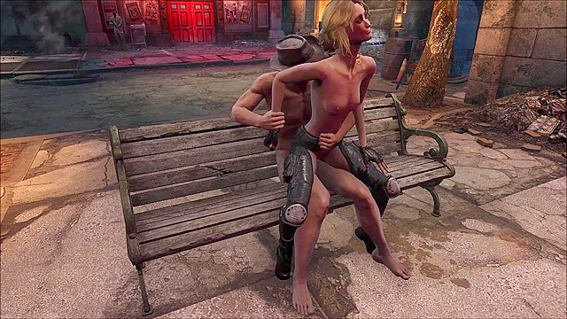 Petite Fallout 4 girl gets fucked on public park bench