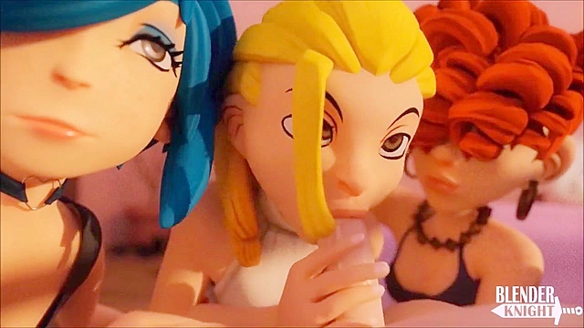The kanker sisters team up to suck a 3d cock