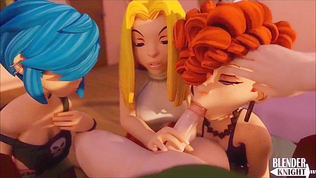 The kanker sisters team up to suck a 3d cock