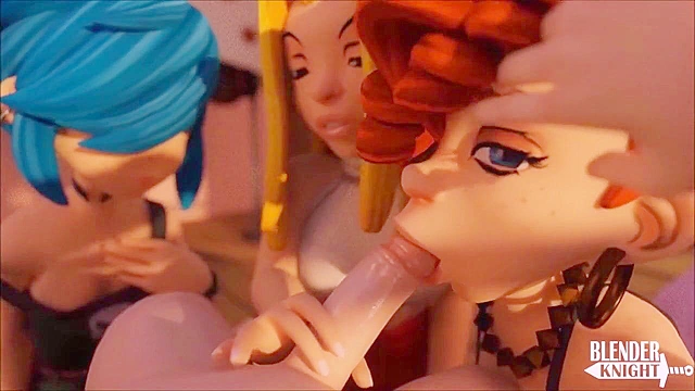 The kanker sisters team up to suck a 3d cock