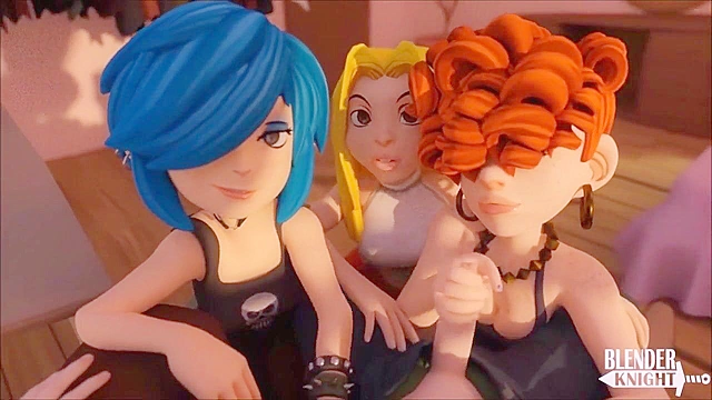 The kanker sisters team up to suck a 3d cock