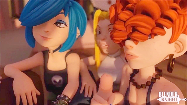 The kanker sisters team up to suck a 3d cock