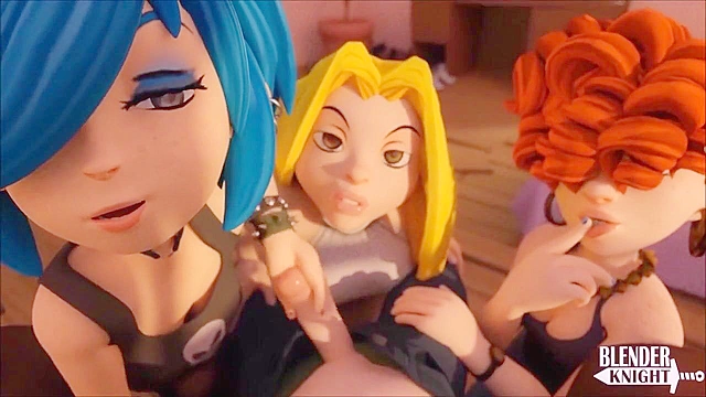 The kanker sisters team up to suck a 3d cock