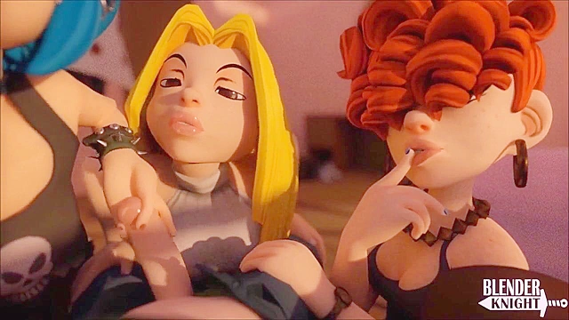 The kanker sisters team up to suck a 3d cock