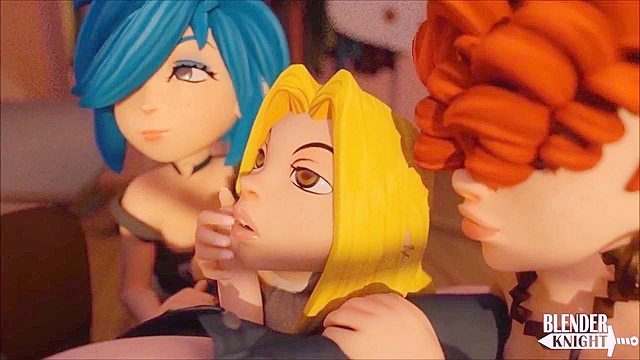 The kanker sisters team up to suck a 3d cock