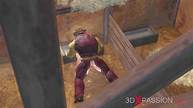 Farmer fucks a sexy young cow woman in cowshed