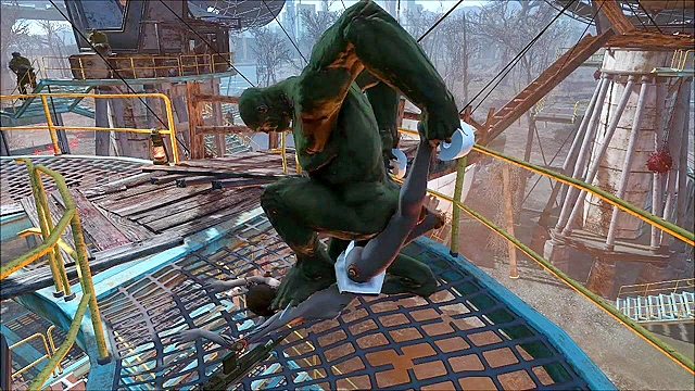 Fallout bathroom girl fucks ass with plunger then pounded by mutant