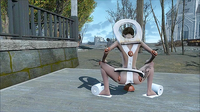 Fallout bathroom girl fucks ass with plunger then pounded by mutant