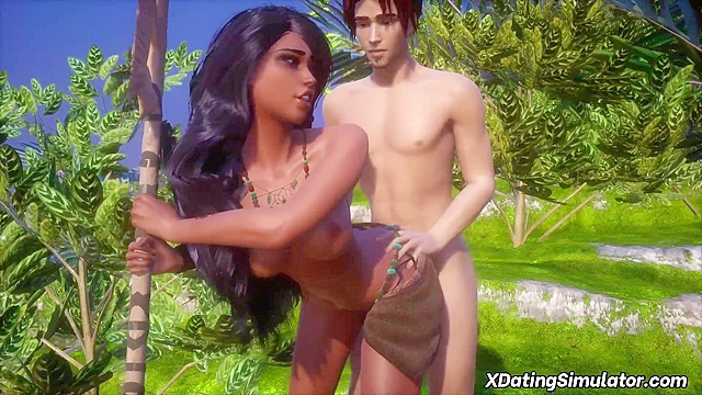 Flexible 3D teen fucked by american guy outdoors