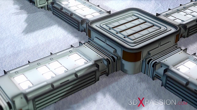 Sci-fi female android fucks a space girl with a strapon on alien world